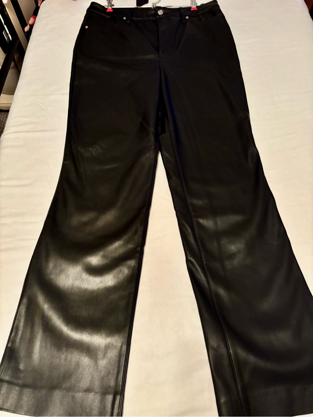 Express Black Faux Leather Wide-Leg Women's Pants